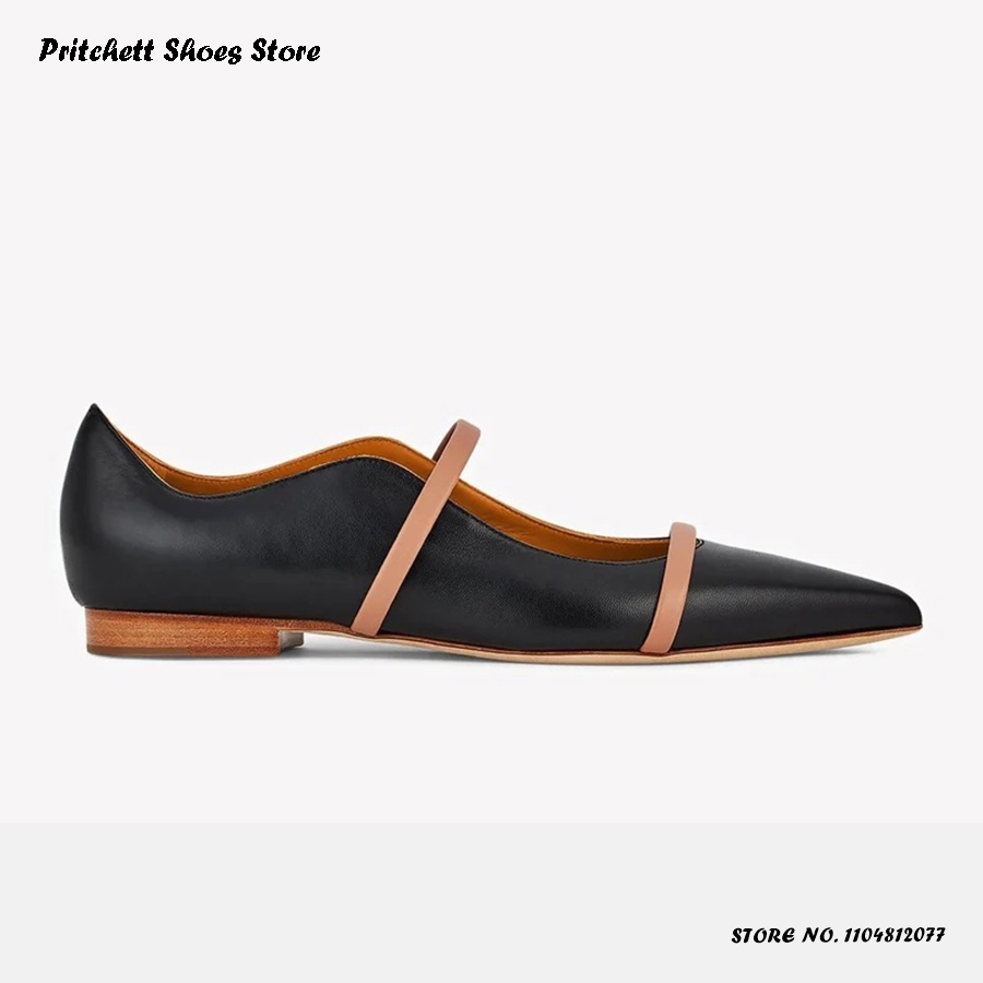 Men'S Shoes Slip On - Bailarinas de cuero con doble correa