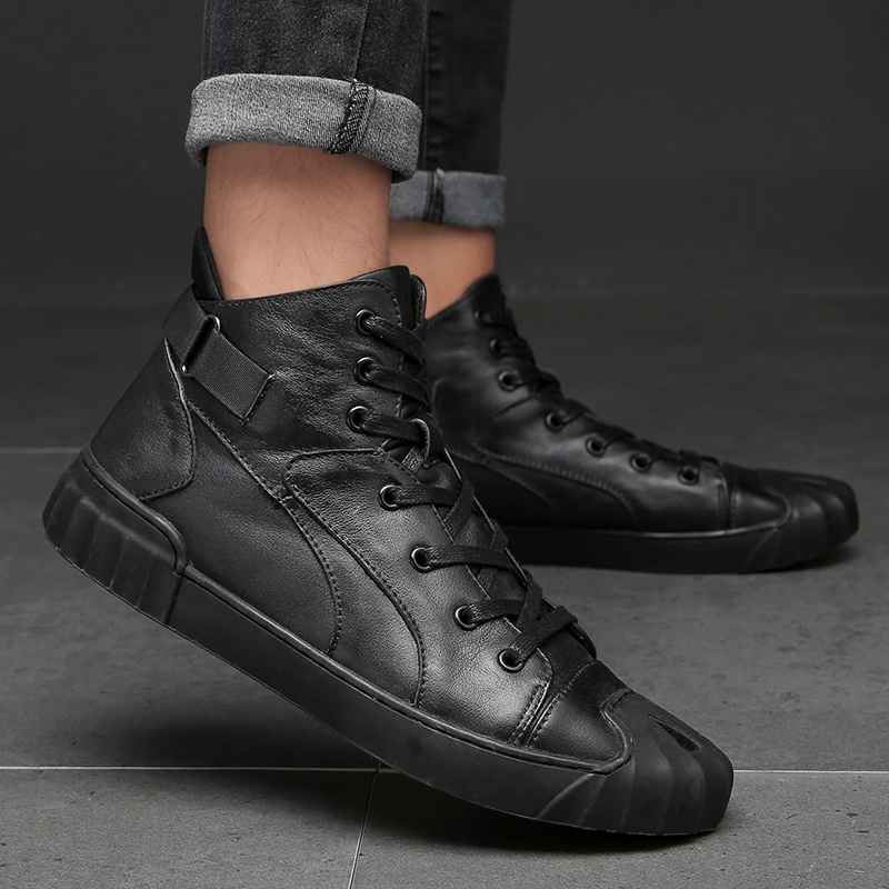 Loafer Slip On Men - Botas cortas informales de cuero genuino